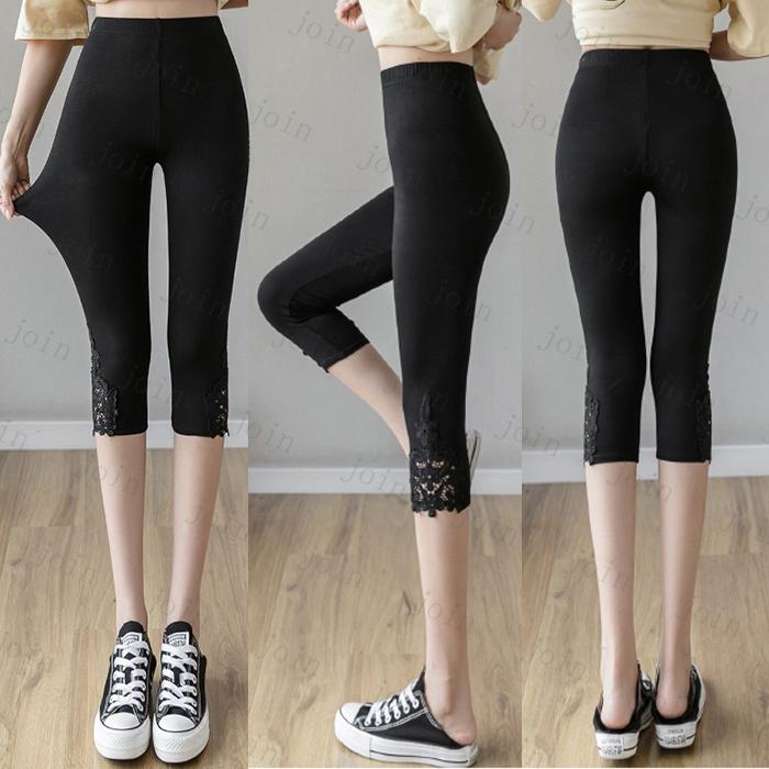 レギンス レディース 7分丈 日本国内当日発送 3color レースレギンスパンツ 美脚 レギンスパンツ 夏 七分丈 シースルー ヒップアップ ウエストゴム #7K12 |  | 02