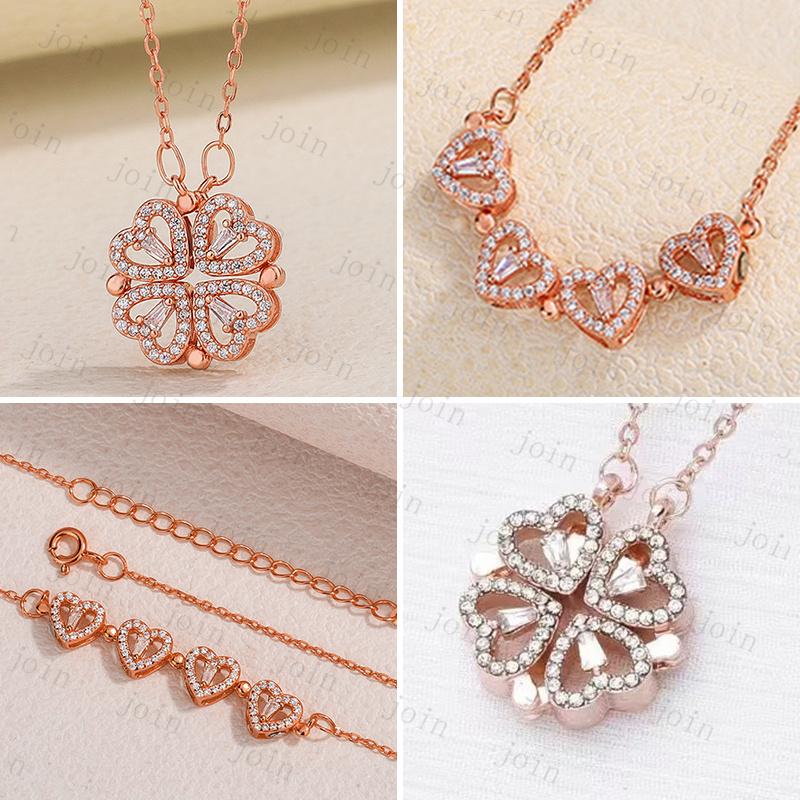 ネックレス レディース 日本国内当日発送 3color 2WAY ハート 四つ葉 CZダイヤ ペンダント ジルコニア マグネット式 プレゼント #a72 |  | 18