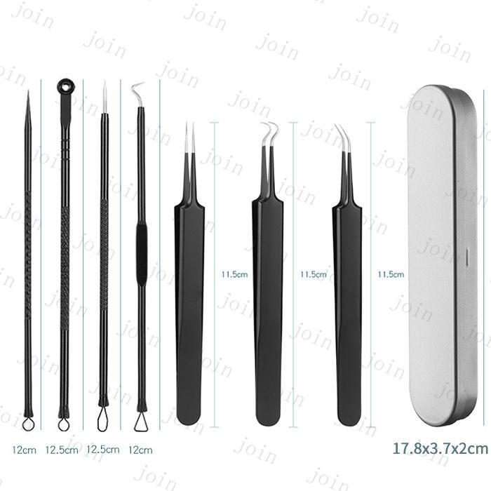 br129#毛穴ケア専用キット 日本国内当日発送 7本セット 小鼻 毛穴 角栓 黒ずみ ケア ニキビ取り 器具 コメドプッシャー ステンレス ピンセット 毛抜き |  | 11