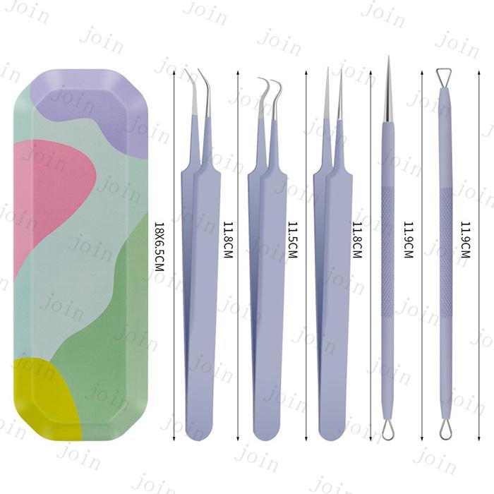 毛穴ケア専用キット 日本国内当日発送 5本セット ニキビ取り ピンセット 毛抜き コメドプッシャー 角質除去 角栓 除去 ニキビ跡 ステンレス製 #br152 |  | 10