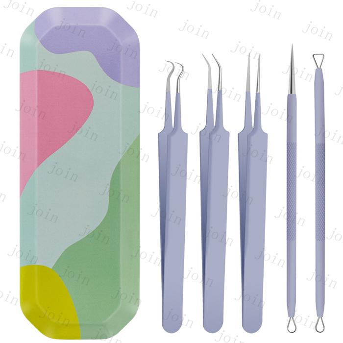 毛穴ケア専用キット 日本国内当日発送 5本セット ニキビ取り ピンセット 毛抜き コメドプッシャー 角質除去 角栓 除去 ニキビ跡 ステンレス製 #br152 |  | 02