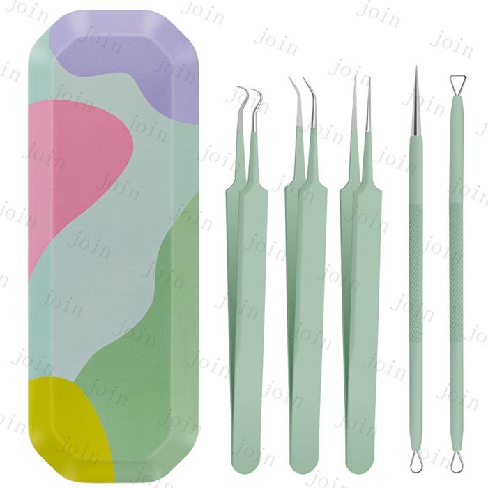 毛穴ケア専用キット 日本国内当日発送 5本セット ニキビ取り ピンセット 毛抜き コメドプッシャー 角質除去 角栓 除去 ニキビ跡 ステンレス製 #br152 |  | 03