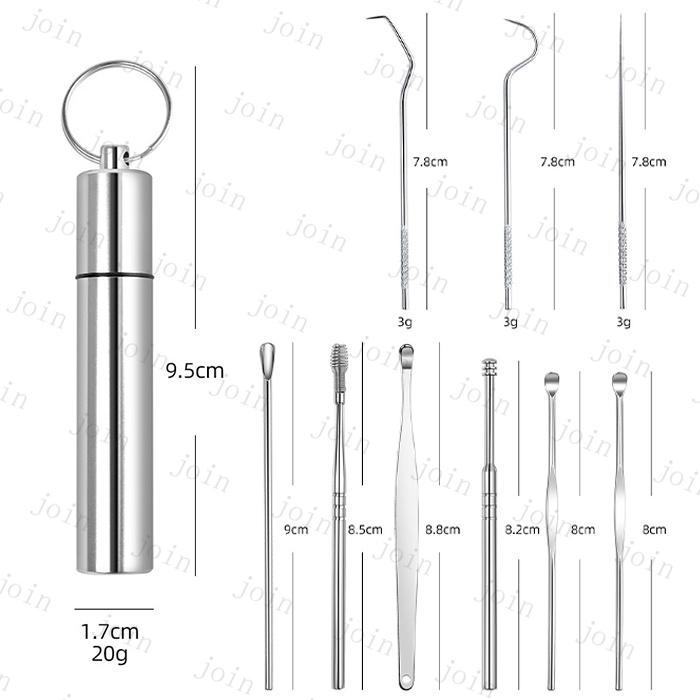耳かき ミニ 歯石取り器具 9点セット 収納ケース付き 日本国内当日発送 歯用ツール デンタルツール ヤニ 歯垢取り 口臭予防 自宅用 耳掻き 耳掃除 #br153 |  | 10