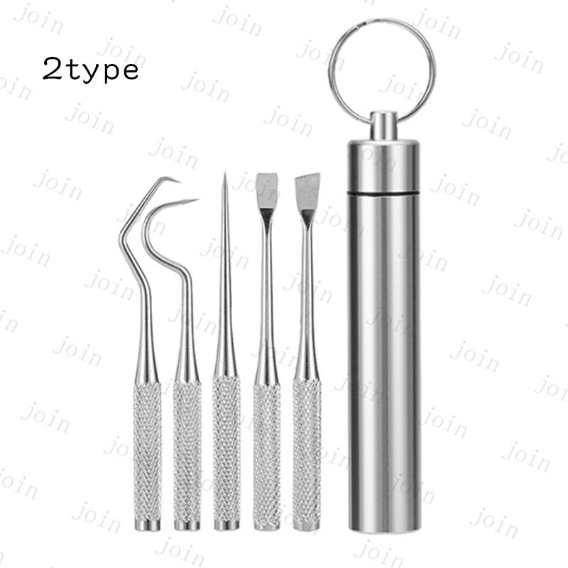 br46#歯石取り器具 日本国内当日発送 ミニ デンタルケア 5本セット ケース付き 2type 歯用ツール デンタルツール ステンレス製 ヤニ 歯垢取り 口臭予防 歯石取り |  | 05