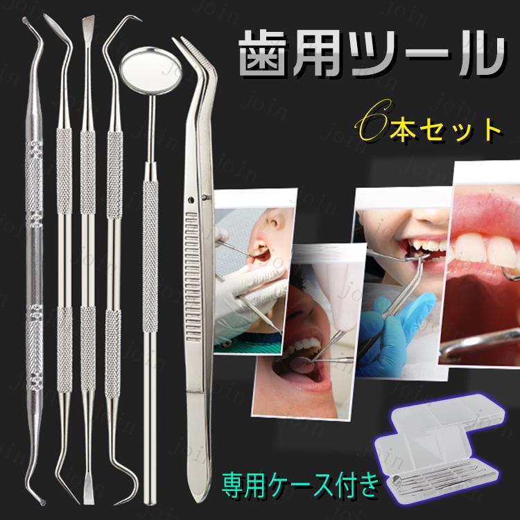 デンタルケア 日本国内当日発送 歯石取り器具 6本セット 歯用ツール ステンレス製 ヤニ 歯垢 しこう取り 口臭 予防 歯石除去 自分 スケーラー 自宅用 #br96 |  | 01