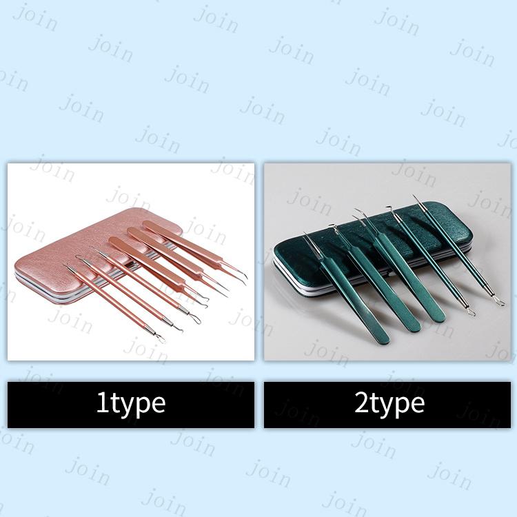 毛穴ケア専用キット 日本国内当日発送 ニキビ取り器具 5本セット ピンセット 抗菌ステンレス 角栓プッシャー 美容ツー いちご鼻 黒ずみ セルフスキンケア #br98 |  | 03