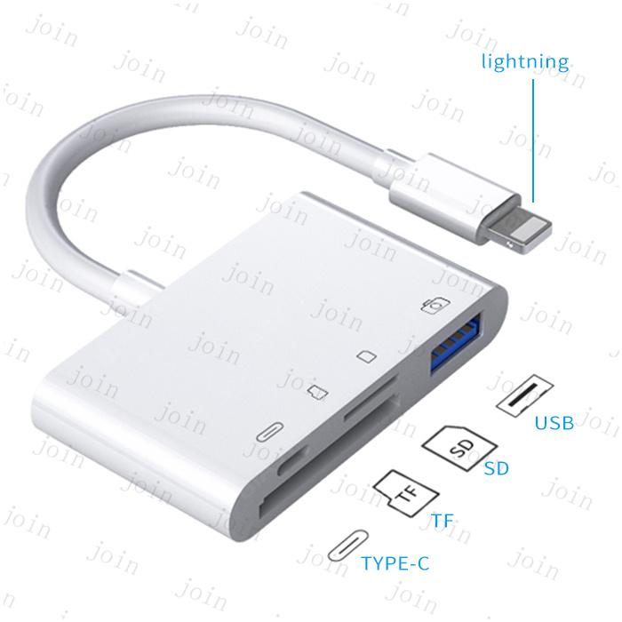 SDカードリーダー 日本国内当日発送 iPhone iPad USBポート付き Lightning 4in1 SDカード TFカード カメラリーダー 高速データ転送 写真 画像 動画 #dk63 |  | 01