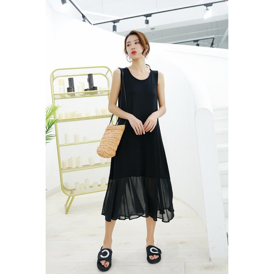 シフォン 素材切替 ゆったり 着られる 2タイプ 2type ロングワンピース マキシ ワンピース 大きいサイズ 無地 シンプル #FW57 |  | 07