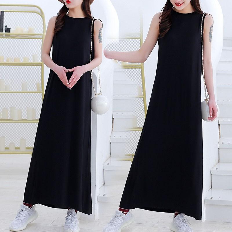 ノースリーブ 2way  両面着られる 無地　シンプル　ギャザー お洒落 ロングワンピース ワンピース 大きいサイズ グレー ブラック #FW59 |  | 08