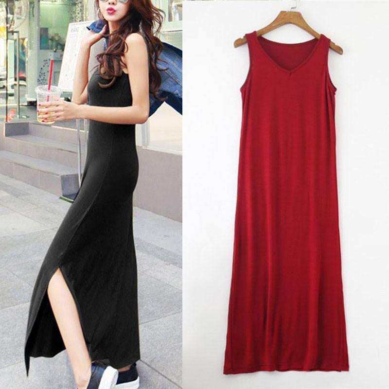 ノースリーブVネック無地ロングワンピース ロングワンピース 韓国 シンプル 伸縮性あり ストレッチ マキシワンピース レディース きれいめワンピース #FW78 |  | 05