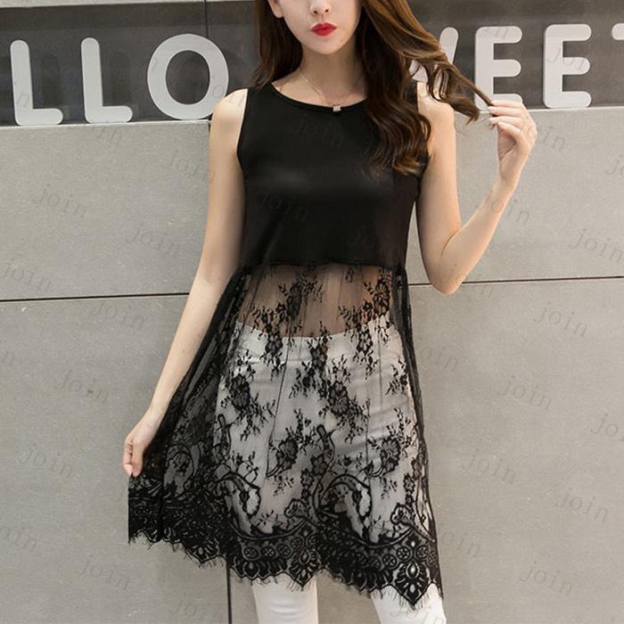 上質 刺繍レース 伸縮性 ノースリーブ 無地 大きいサイズ ロングワンピース 送料無料 綺麗 フレア ブラック ホワイトストレッチ #FW7 |  | 06