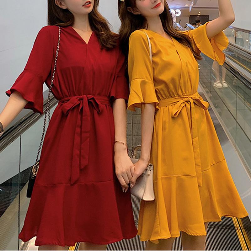 Fw87 イエロー限定 5分袖 ロングワンピース きれいめ ワンピース 安い ロングワンピース 夏 ギャザーワンピース 長袖 無地 韓国ファッション 大きいサイズ Fw87 ジョインショップ 通販 Yahoo ショッピング