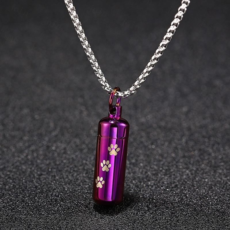 ペット遺骨カプセル 日本国内当日発送 5色 遺骨ペンダント ペット用メモリアル ネックレス ペット仏具 分骨 骨壷 メモリアルペンダント 足跡 #gh36 |  | 10