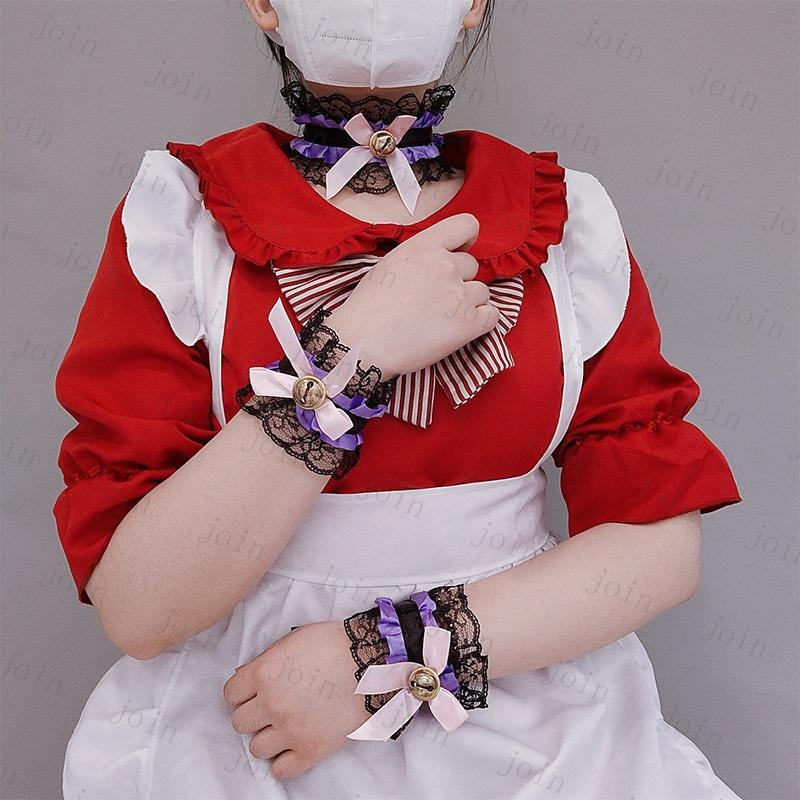 レース ネックレス ブレスレット 3点セット (h110) 当日発送 チョーカー レディース リストバンド リボン ベル 鈴 ロリータ コスプレ 首輪 ハロウィン 手首 仮装 |  | 14