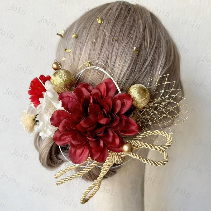 髪飾り 成人式 (h112#) 当日発送 卒業式 和装 振袖 浴衣 和服 つまみ細工 ヘアアクセサリー 着物 ヘッドドレス 七五三 和装小物 結婚式 ヘアピン おしゃれ uピン |  | 01