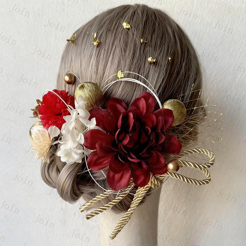 髪飾り 成人式 (h112#) 当日発送 卒業式 和装 振袖 浴衣 和服 つまみ細工 ヘアアクセサリー 着物 ヘッドドレス 七五三 和装小物 結婚式 ヘアピン おしゃれ uピン |  | 02