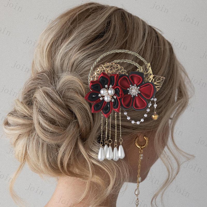 髪飾り (h197#) 4color 当日発送 ヘアアクセサリー 大人 和装 ヘッドドレス 着物髪飾り 浴衣 発表会 成人式 卒業式 結婚式 水引 パール 和装 和服 振袖 夏祭り |  | 07