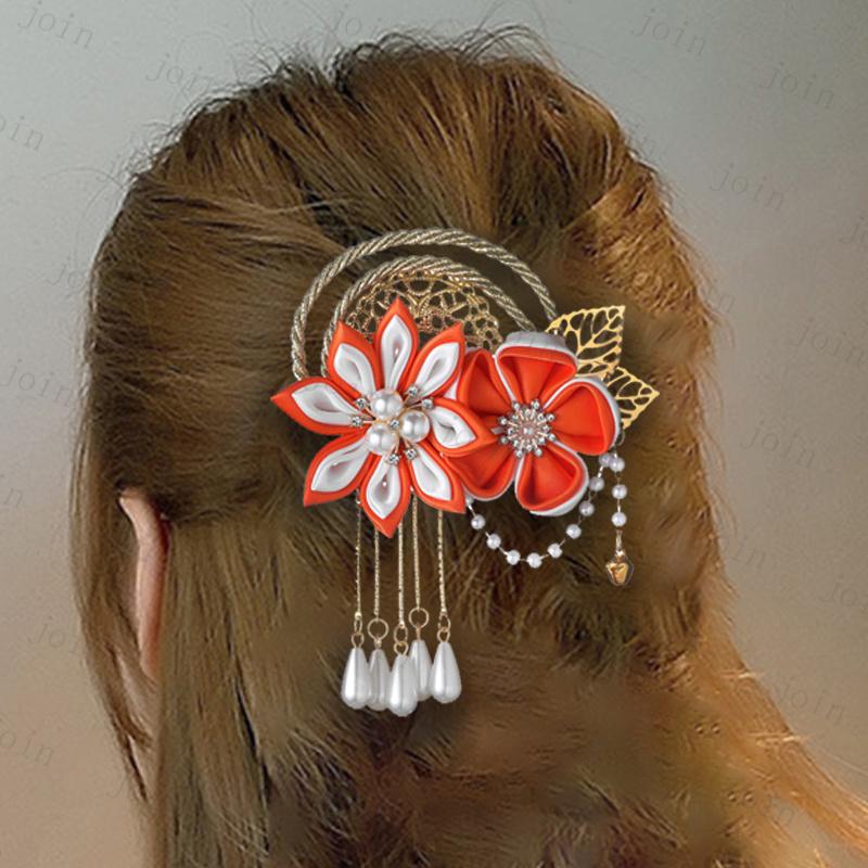 髪飾り (h197#) 4color 当日発送 ヘアアクセサリー 大人 和装 ヘッドドレス 着物髪飾り 浴衣 発表会 成人式 卒業式 結婚式 水引 パール 和装 和服 振袖 夏祭り |  | 09