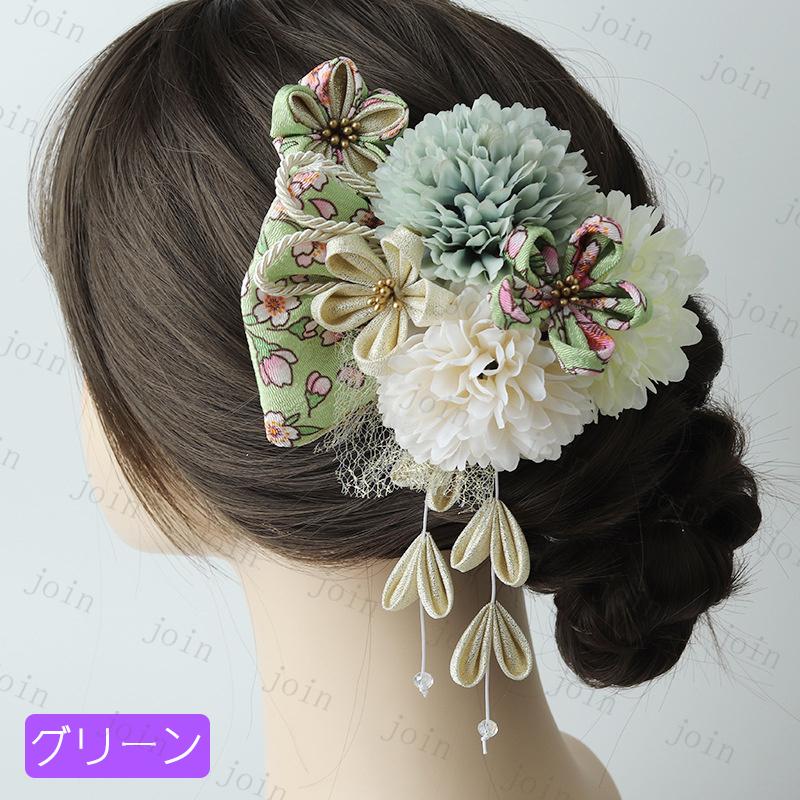 髪飾り 成人式 (h210#) 当日発送 4color つまみ細工 ヘアアクセサリー 着物髪飾り 振袖 結婚式 卒業式 和風 和装 タッセル 入学式 造花 髪かざり セット 着物 |  | 04