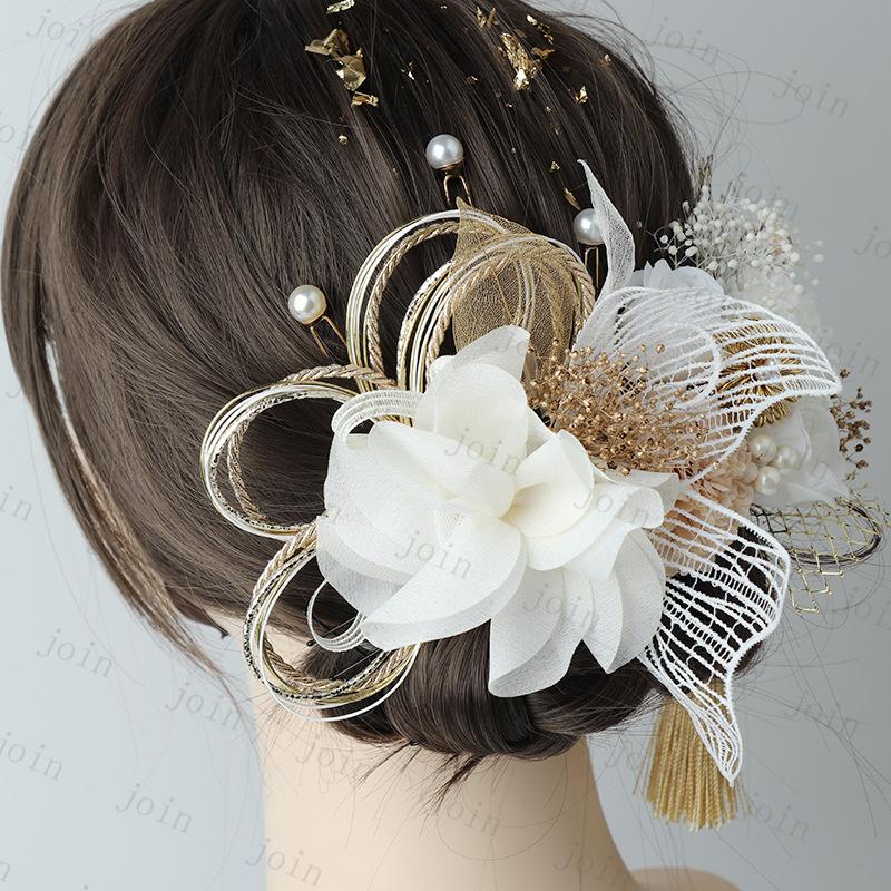 髪飾り 浴衣 (h211#) 当日発送 ヘアピン 振袖 卒業式 ヘアアクセサリー 成人式 花飾り 華やか 着物 ヘッドドレス 結婚式 花 パール 髪留め 七五三 ウェディング |  | 02