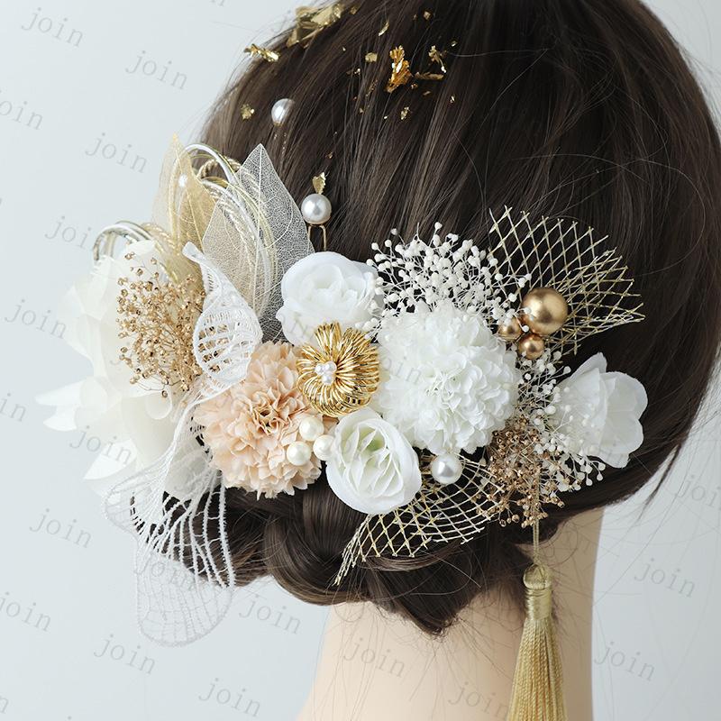 髪飾り 浴衣 (h211#) 当日発送 ヘアピン 振袖 卒業式 ヘアアクセサリー 成人式 花飾り 華やか 着物 ヘッドドレス 結婚式 花 パール 髪留め 七五三 ウェディング |  | 04