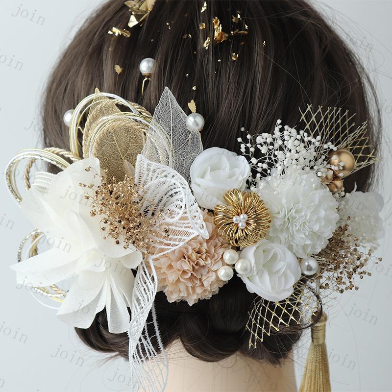 髪飾り 浴衣 (h211#) 当日発送 ヘアピン 振袖 卒業式 ヘアアクセサリー 成人式 花飾り 華やか 着物 ヘッドドレス 結婚式 花 パール 髪留め 七五三 ウェディング |  | 05