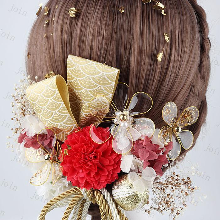 髪飾り ドライフラワー 日本国内当日発送 髪留め 金箔 成人式 花 振袖 袴 七五三 着物 和装 卒業式 結婚式 浴衣 着物 ヘアアクセサリー 造花 #h30 |  | 03