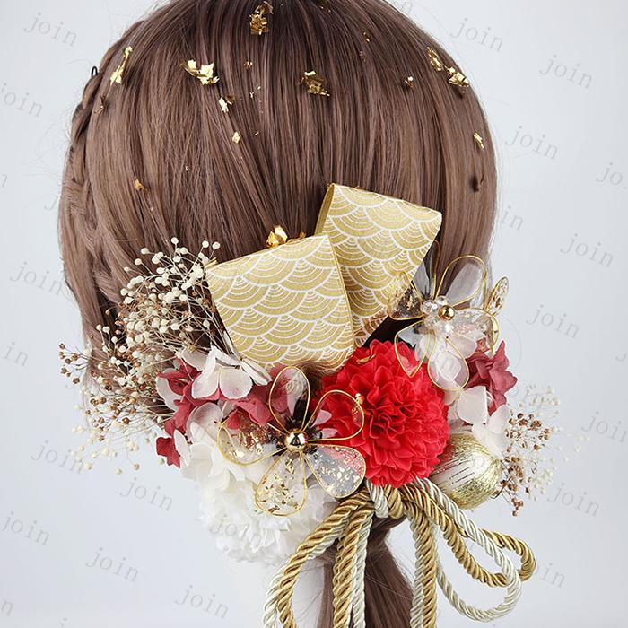 髪飾り ドライフラワー 日本国内当日発送 髪留め 金箔 成人式 花 振袖 袴 七五三 着物 和装 卒業式 結婚式 浴衣 着物 ヘアアクセサリー 造花 #h30 |  | 04