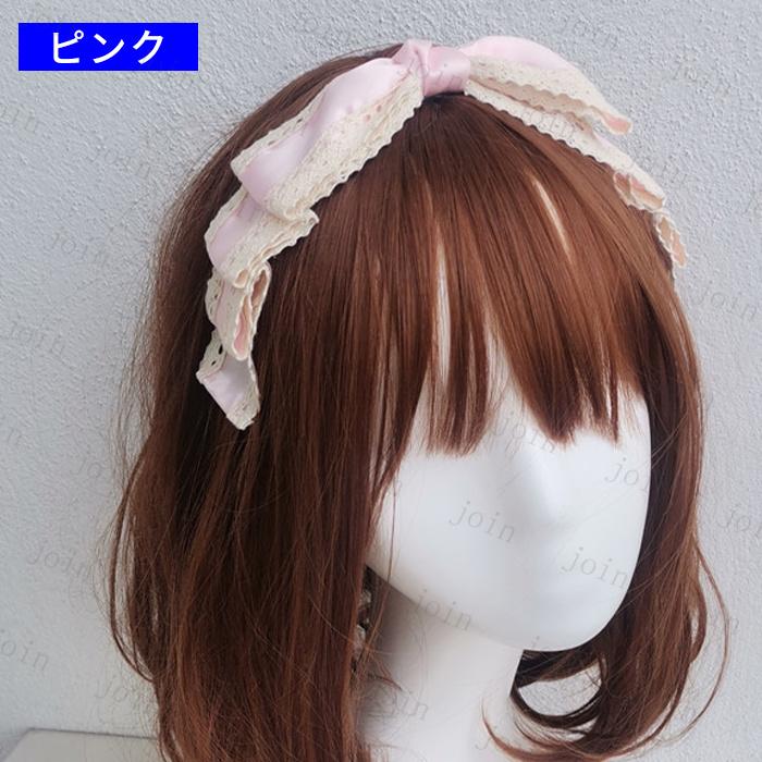 カチューシャ リボン 日本国内当日発送 6color ロリータファッション かわいい ヘアアクセサリー ゴスロリ 髪飾り レディース メイド レース #h58 |  | 12