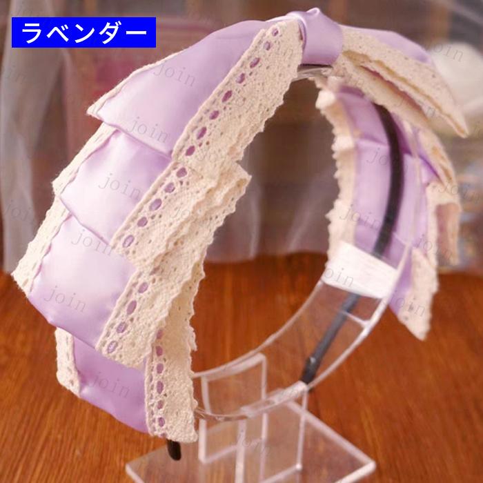 カチューシャ リボン 日本国内当日発送 6color ロリータファッション かわいい ヘアアクセサリー ゴスロリ 髪飾り レディース メイド レース #h58 |  | 03