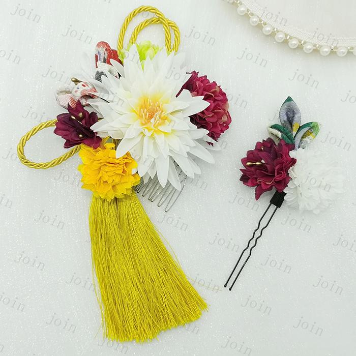 h75#髪飾り 2点セット 当日発送 4color 成人式 花 ドライフラワー 七五三 前撮り ヘアアクセサリー 結婚式 和風 和装 振袖 着物 浴衣 タッセル 卒業式 |  | 03