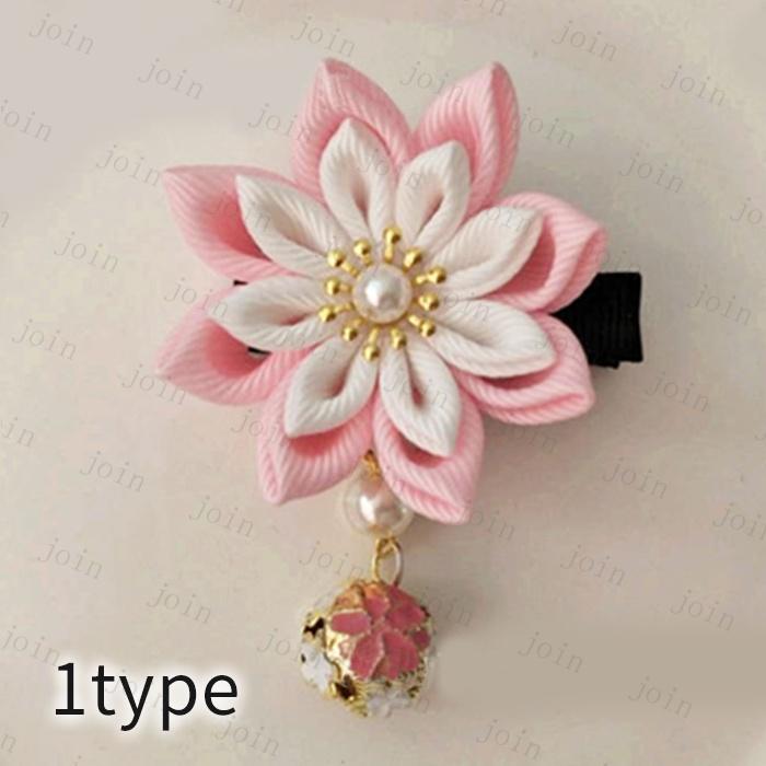 h78#ヘアクリップ 日本国内当日発送 19type 和風 髪飾り 子供 つまみ細工 ヘアアクセサリー 夏 浴衣 着物 キッズ 七五三 お正月 ひな祭り 1個入り 髪かざり |  | 01