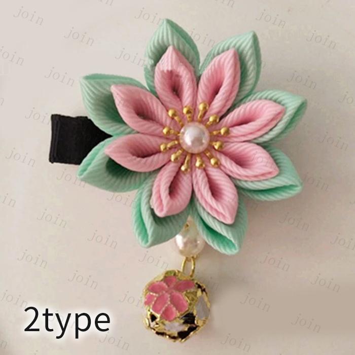 h78#ヘアクリップ 日本国内当日発送 19type 和風 髪飾り 子供 つまみ細工 ヘアアクセサリー 夏 浴衣 着物 キッズ 七五三 お正月 ひな祭り 1個入り 髪かざり |  | 02