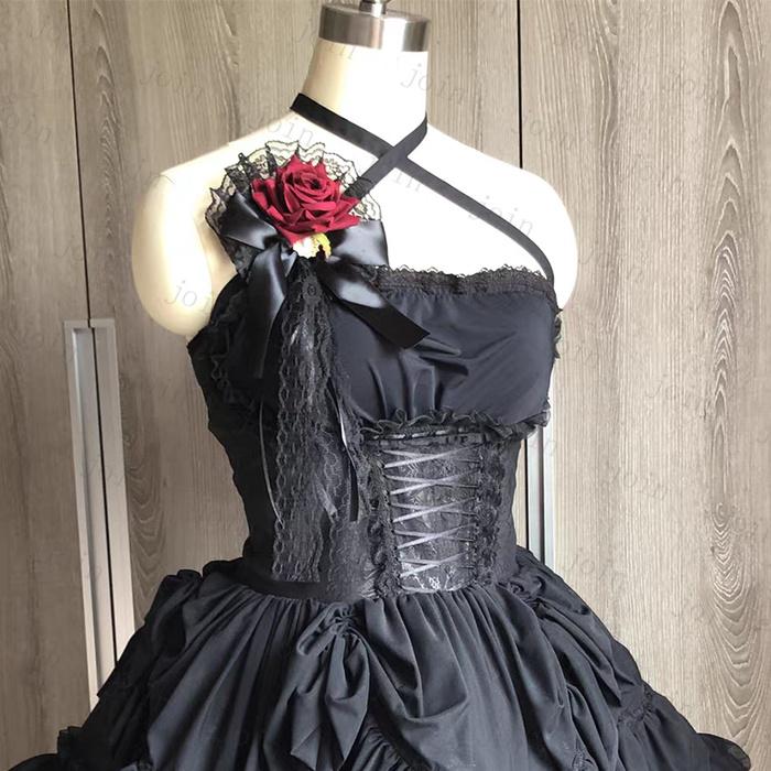 ロリータ 髪飾り 日本国内当日発送 ヘアアクセサリー 薔薇 リボン 暗黒