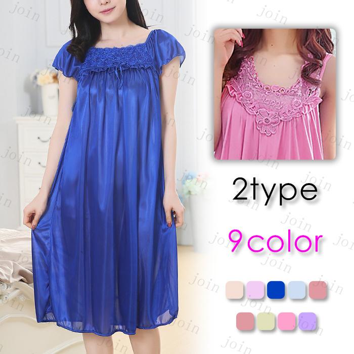 パジャマ レディース 半袖 日本国内当日発送 2type ルームウェア ノースリーブ 可愛い ナイトウェア ネグリジェ レース 寝巻き ロング 部屋着 スリップ #pj6 | 