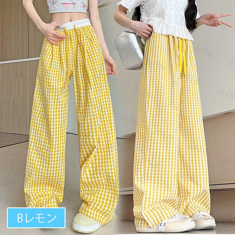rg26#ルームパンツ レディース 国内発送 2type パジャマパンツ ロング ルームウェア 格子柄 ウェストゴム 寝巻き 部屋着 カジュアル ロングパンツ パジャマ |  | 15