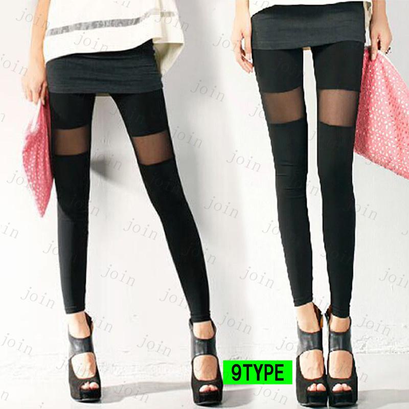 RG66# レギンス レディース スポーツ  ボトムス  レース切替 ストレッチ フリーサイズ 無地 ウエストゴム  美脚 伸縮性 フェイクレザー パンツ  10丈 |  | 23