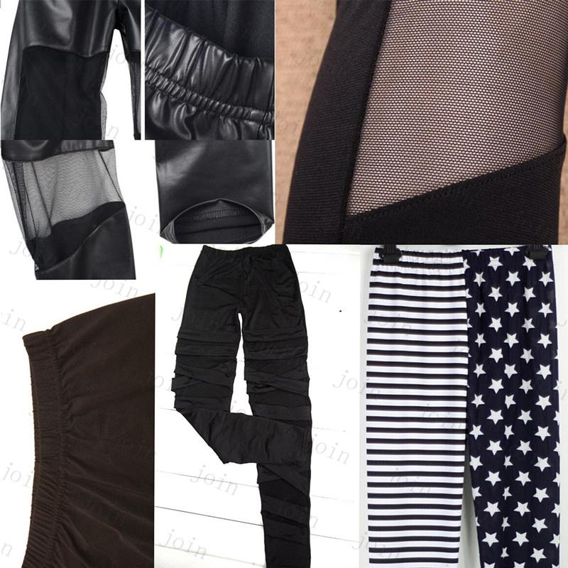 RG66# レギンス レディース スポーツ  ボトムス  レース切替 ストレッチ フリーサイズ 無地 ウエストゴム  美脚 伸縮性 フェイクレザー パンツ  10丈 |  | 28