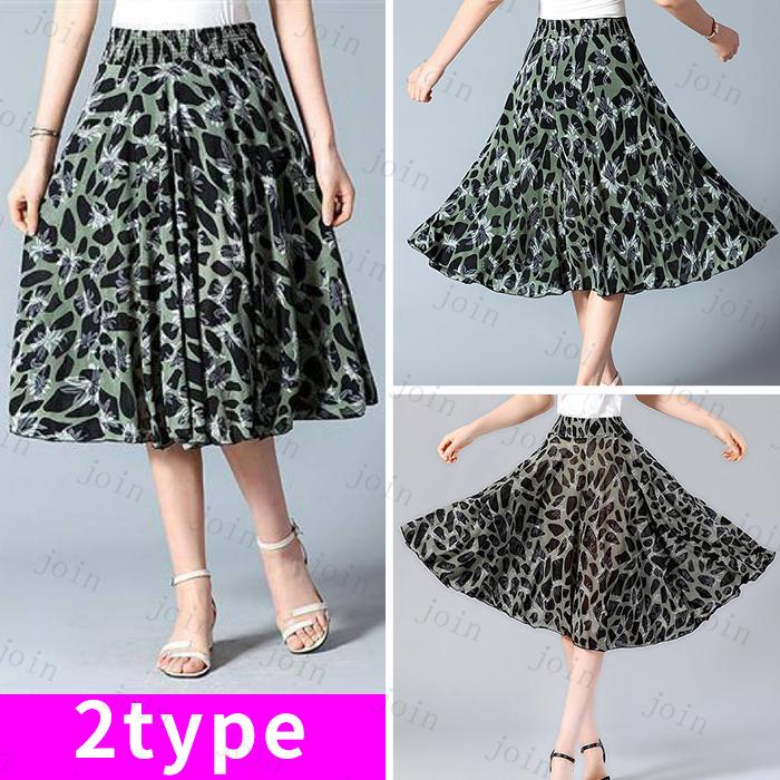 スカート日本国内当日発送 ひざ丈スカート ゴムスカート人気 ウエストゴム スカート スカートロング春 韓国ファッション 花柄 かわいい フレアスカート #SK43 |  | 03