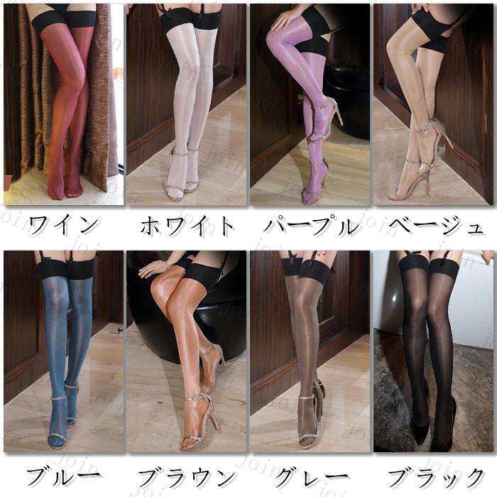 ニーハイストッキング 日本国内当日発送 8color ガーターストッキング 滑り止め 光沢 美脚 ストッキング 黒 膝上 大きいサイズ 勝負下着 #ST28 |  | 01