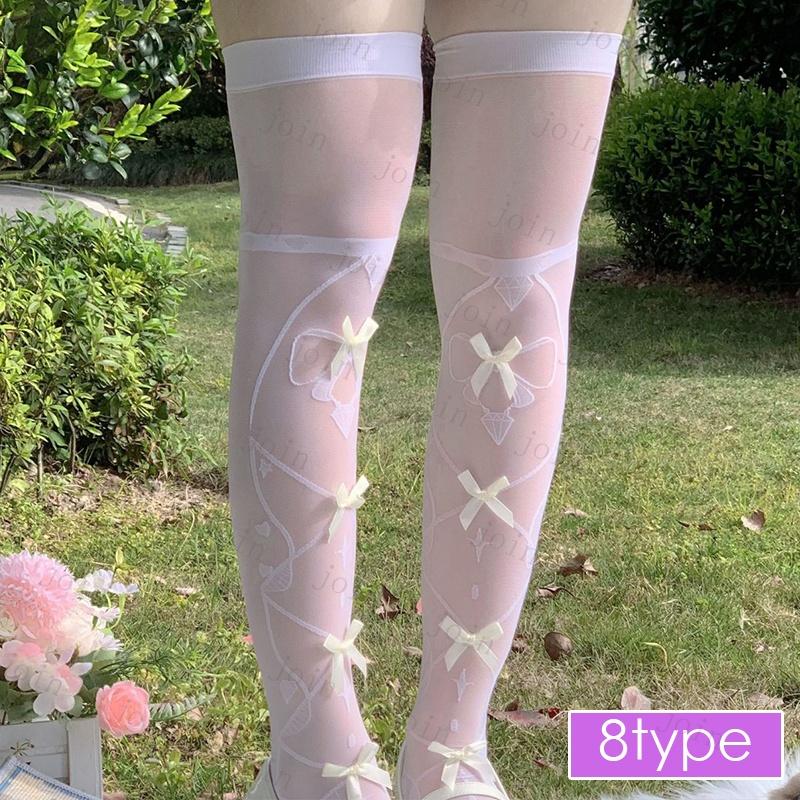 st29#ニーハイ ストッキング 当日発送 8type ストッキング レディース 膝上 タイツ 伸縮性 大きいサイズ セクシーランジェリー 透明感 レース 脚痩せ リボン |  | 15