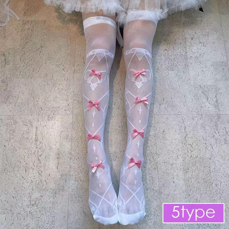 st29#ニーハイ ストッキング 当日発送 8type ストッキング レディース 膝上 タイツ 伸縮性 大きいサイズ セクシーランジェリー 透明感 レース 脚痩せ リボン |  | 05