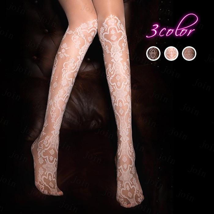 ストッキング レディース 日本国内当日発送 パンティストッキング 着圧 大きいサイズ  レース 美脚 美尻 ランジェリー インナー 脚痩せ 花柄 靴下 #st40 | 
