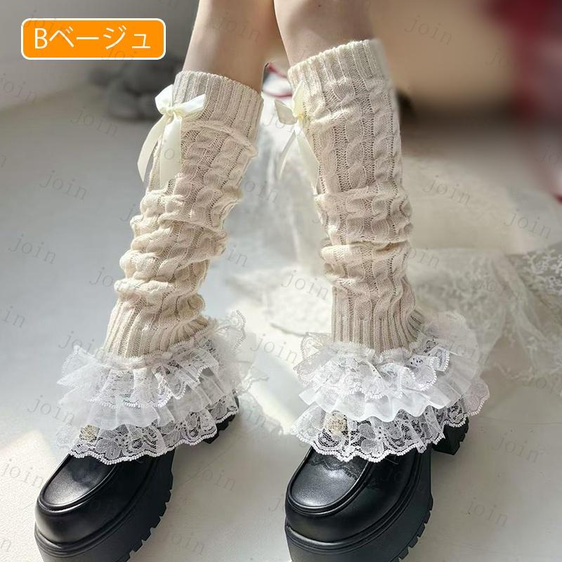 ハイソックス レディース (st47#) 当日発送 2type 8color ルーズソックス レッグウォーマー ロング lolita ロリータ風 ゆったり レース 可愛い くつ下 靴下 女性 |  | 09