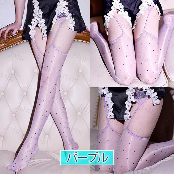 ガーターストッキング 光沢 (st52#) 日本国内当日発送 7color ストッキング レディース 水玉 ドット インナー 美脚 パンスト 大きいサイズ 黒 白 ベージュ 薄手 |  | 07