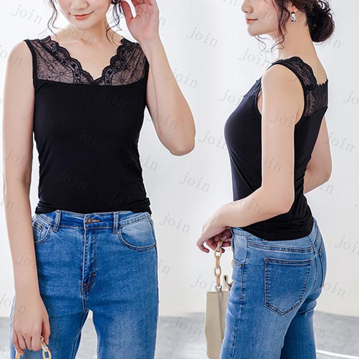 タンクトップ レディース 日本国内当日発送 6color キャミソール インナー レース ノースリーブ 透け感 トップス 肌着 シンプル ストレッチ 下着 #TK12 |  | 02