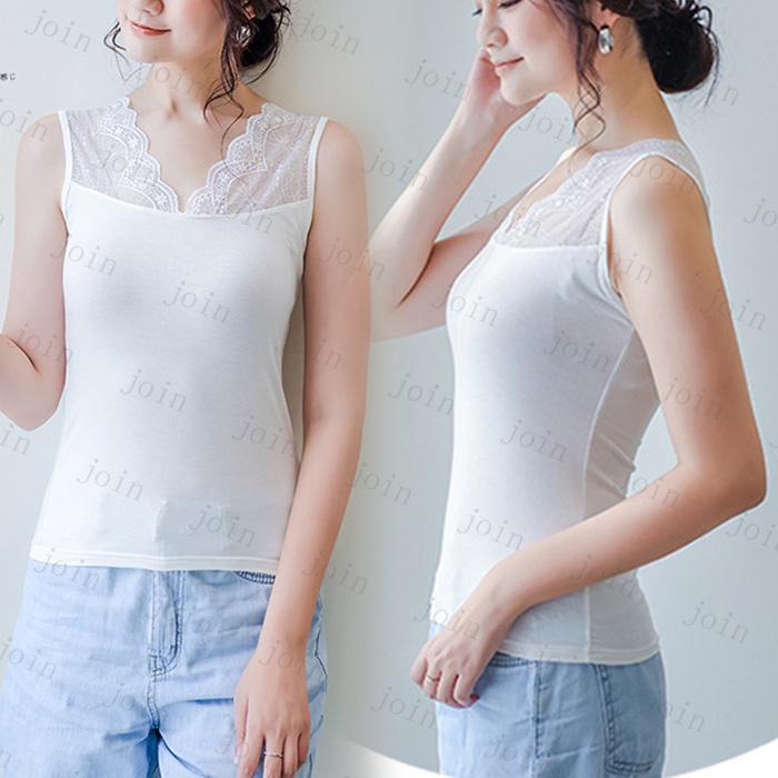 タンクトップ レディース 日本国内当日発送 6color キャミソール インナー レース ノースリーブ 透け感 トップス 肌着 シンプル ストレッチ 下着 #TK12 |  | 04