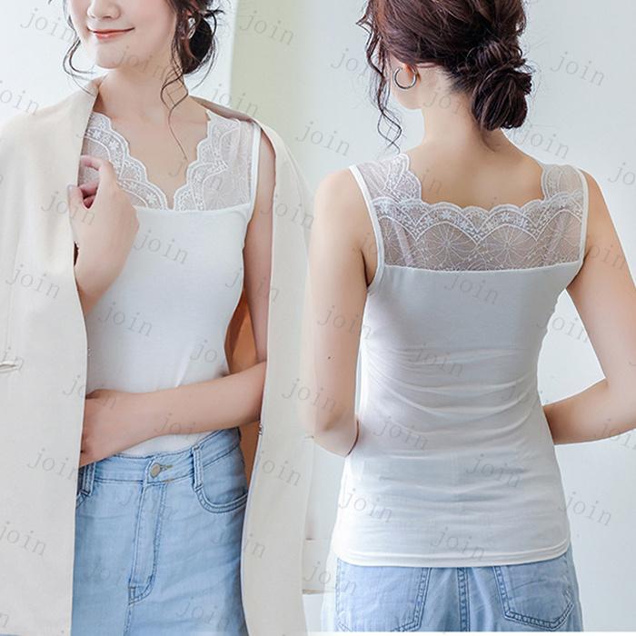 タンクトップ レディース 日本国内当日発送 6color キャミソール インナー レース ノースリーブ 透け感 トップス 肌着 シンプル ストレッチ 下着 #TK12 |  | 05