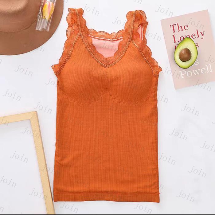 タンクトップ 裏起毛 カップ付き 日本国内当日発送 5color キャミソール 暖かい インナー レディース 保温 防寒 レース Vネック ナイトブラ 下着 #tk27 |  | 11