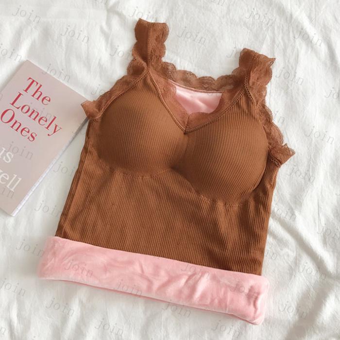 タンクトップ 裏起毛 カップ付き 日本国内当日発送 5color キャミソール 暖かい インナー レディース 保温 防寒 レース Vネック ナイトブラ 下着 #tk27 |  | 03